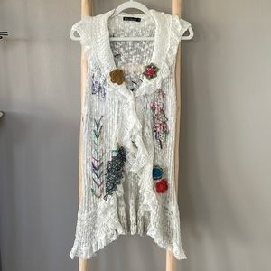 Boho Lace Knot Open Sleeveless Cardigan